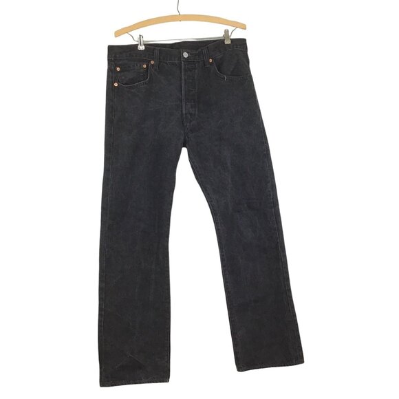 Vtg Levi Strauss 501 Jeans 34x30 Faded Black Button Fly Hi Rise Straight - Picture 8 of 8